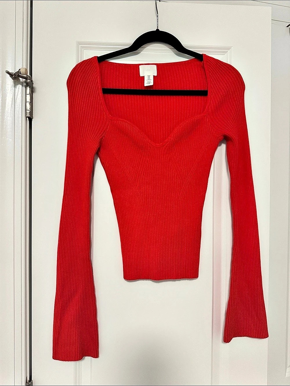 H&M Ribbed Scoop Neck Sweater Red Medium Like New